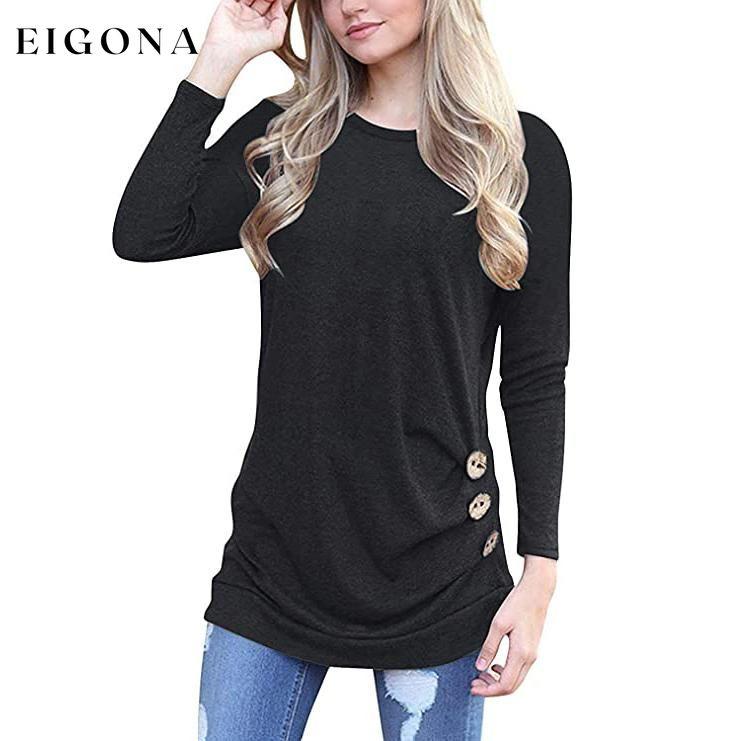 Women's Casual Long Sleeve Tunic Tops Black __stock:200 clothes Low stock refund_fee:800 tops