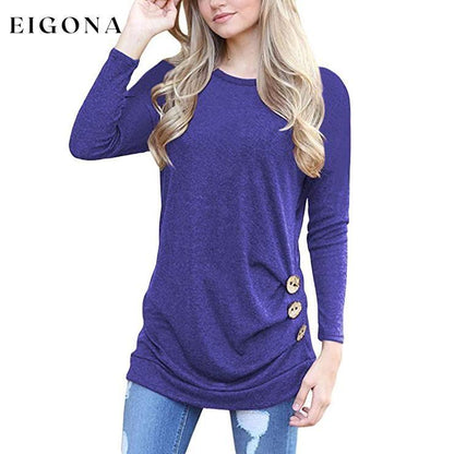 Women's Casual Long Sleeve Tunic Tops Royal Blue __stock:200 clothes Low stock refund_fee:800 tops