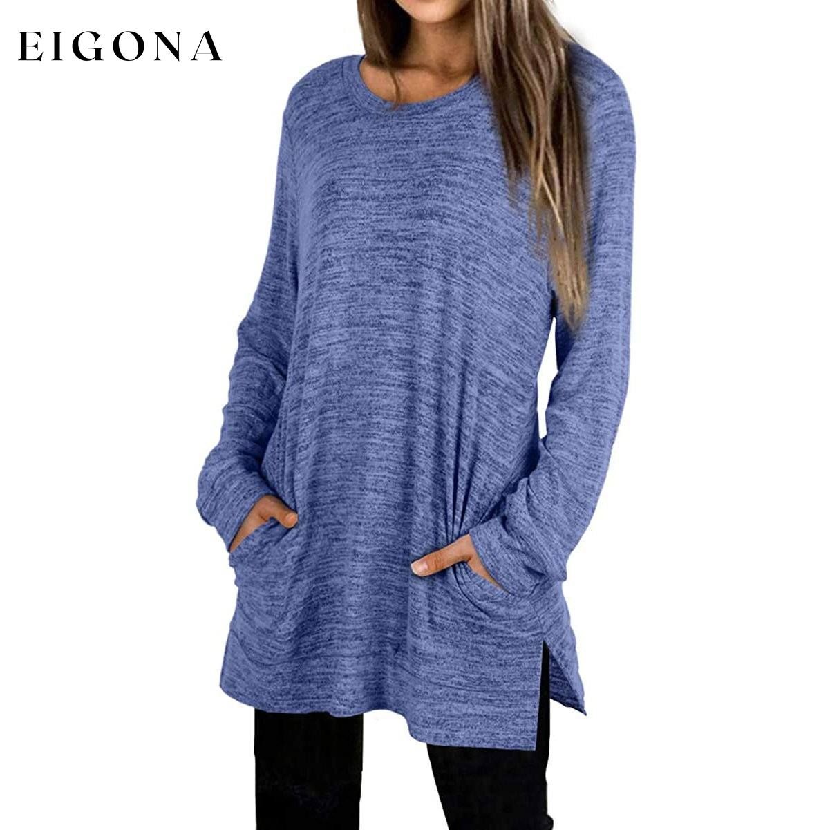 Women's Casual Sweatshirts Long Sleeve Oversized Shirt Blue __stock:50 clothes refund_fee:1200 tops