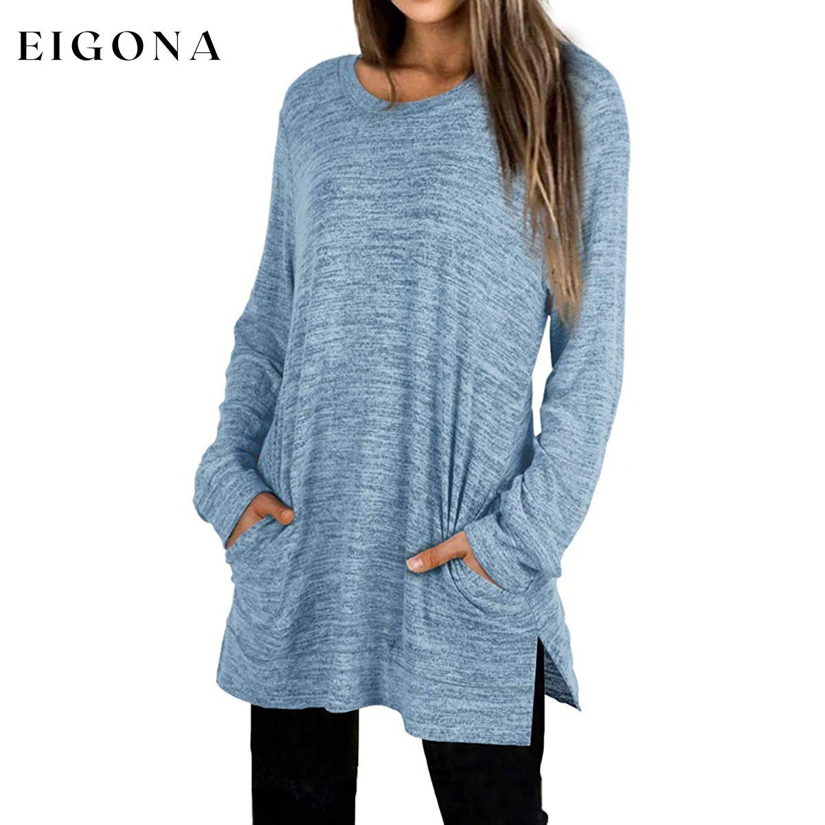 Women's Casual Sweatshirts Long Sleeve Oversized Shirt Light Blue __stock:50 clothes refund_fee:1200 tops
