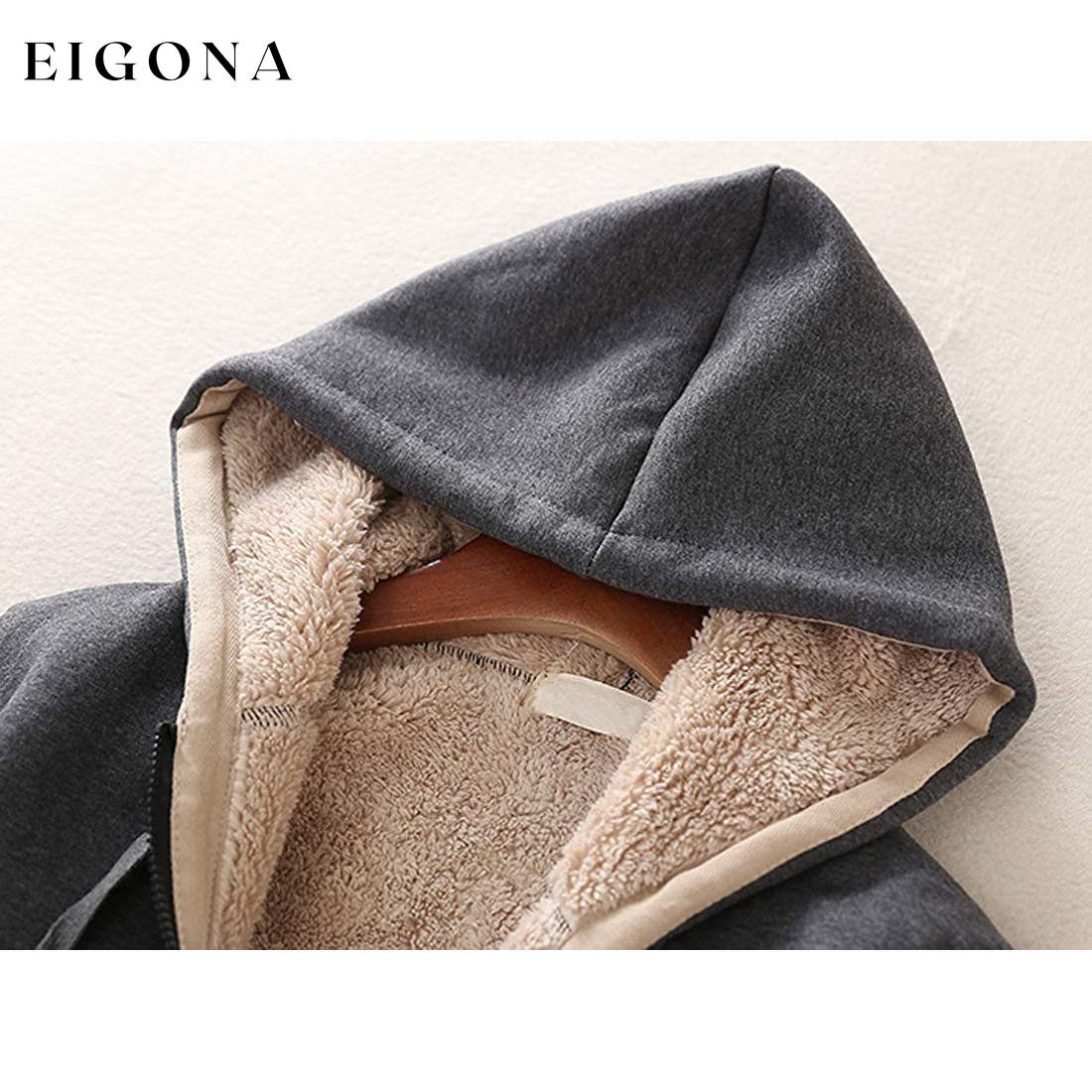 Women's Casual Winter Warm Sherpa Lined Zip Up Hooded Sweatshirt Jacket __stock:100 Jackets & Coats refund_fee:1200