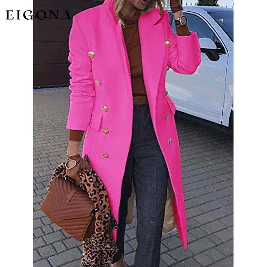 Women's Coat Regular Fit Warm Casual Jacket Long Sleeve Solid Color Rose Red __stock:200 Jackets & Coats refund_fee:1800