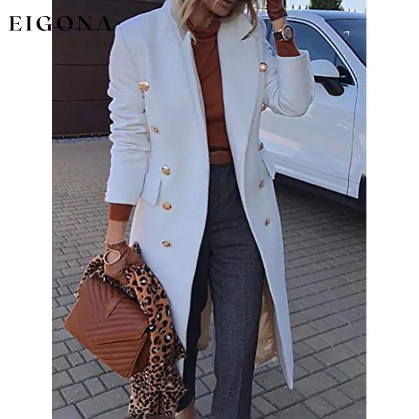 Women's Coat Regular Fit Warm Casual Jacket Long Sleeve Solid Color White __stock:200 Jackets & Coats refund_fee:1800