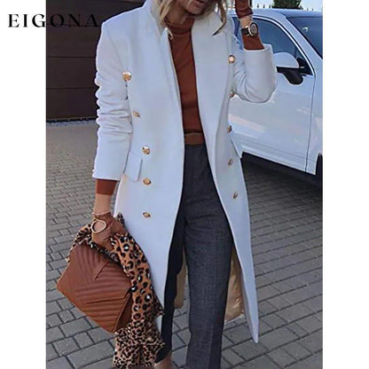Women's Coat Regular Fit Warm Casual Jacket Long Sleeve Solid Color White __stock:200 Jackets & Coats refund_fee:1800