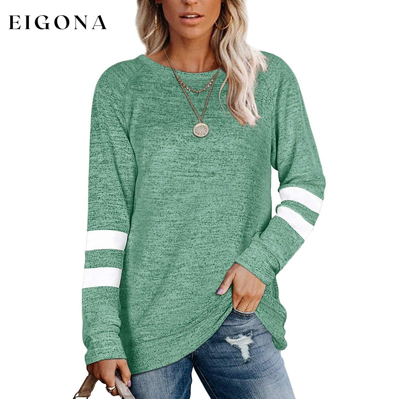 Women's Crewneck Sweatshirts Long Sleeve Sweaters Tunic Tops Green clothes refund_fee:1200 tops