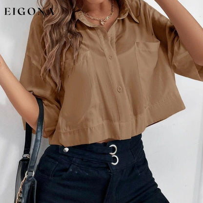 Women's Drop Shoulder Patch Pocket Shirt __stock:200 clothes refund_fee:800 tops