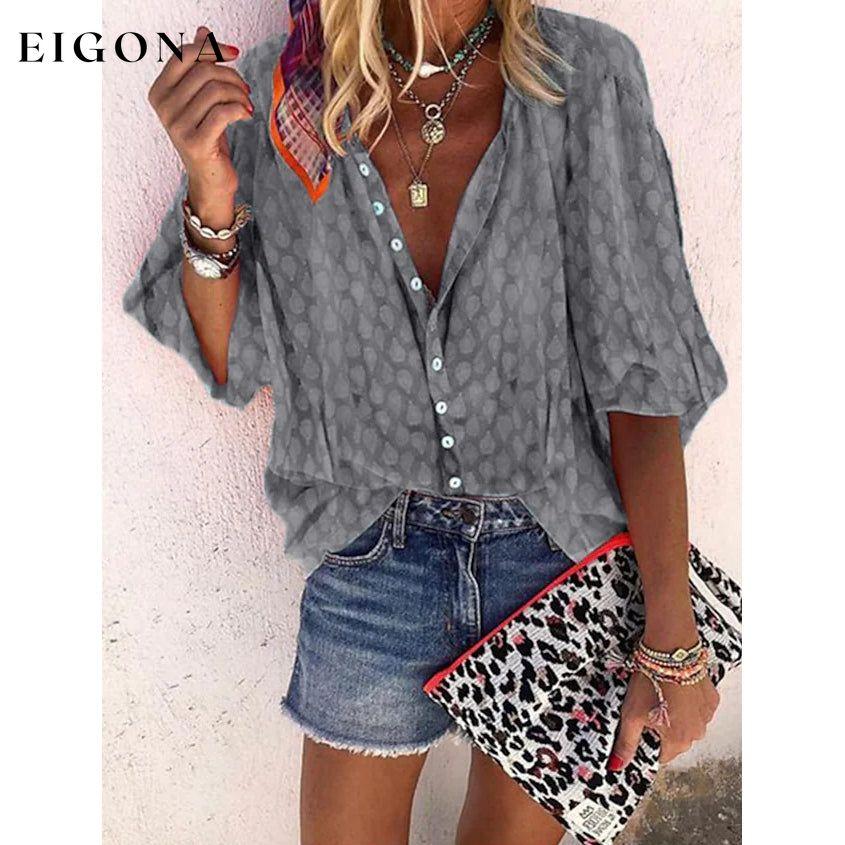 Women's Elegant Vintage Shirt Top Gray __stock:200 clothes refund_fee:800 tops