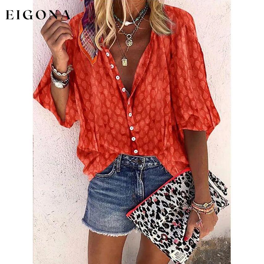 Women's Elegant Vintage Shirt Top Orange __stock:200 clothes refund_fee:800 tops