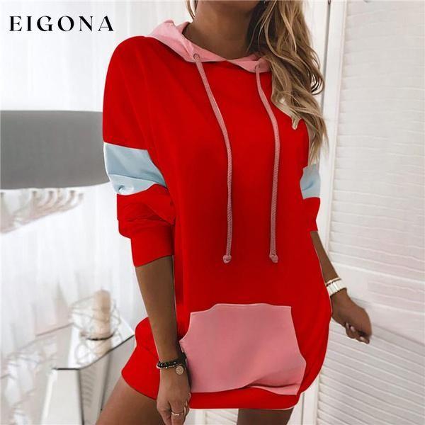 Women's Fashion Warm Loose Pullover Dress Red __stock:100 casual dresses clothes dresses refund_fee:1200