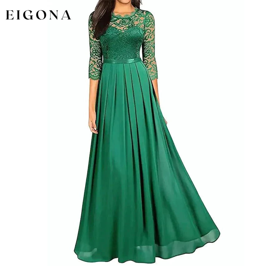 Women‘s Formal Party Lace Long Maxi Dress Green __stock:200 casual dresses clothes dresses refund_fee:1200