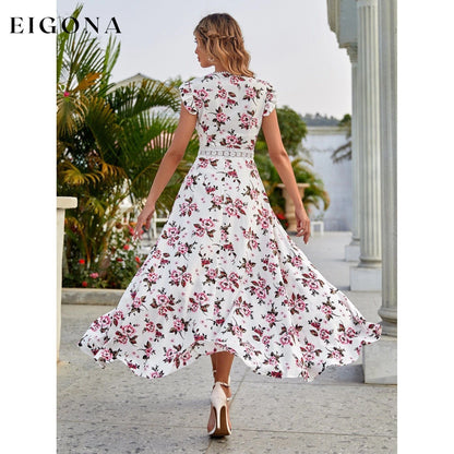 Women's Full Body Floral Print High Low Hem A-Line Dress __stock:200 casual dresses clothes dresses refund_fee:1200