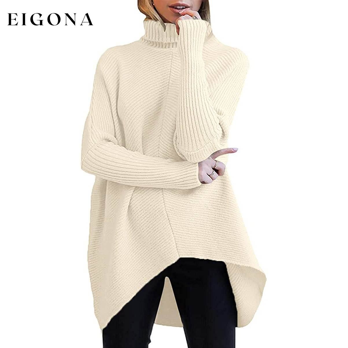 Women's High Neck Long Sweater Apricot __stock:500 clothes refund_fee:1200 tops