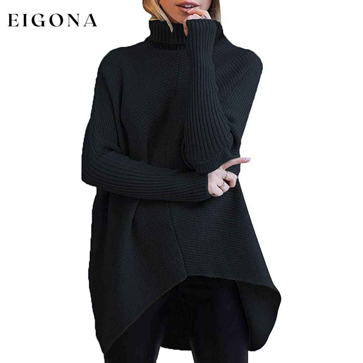 Women's High Neck Long Sweater Black __stock:500 clothes refund_fee:1200 tops