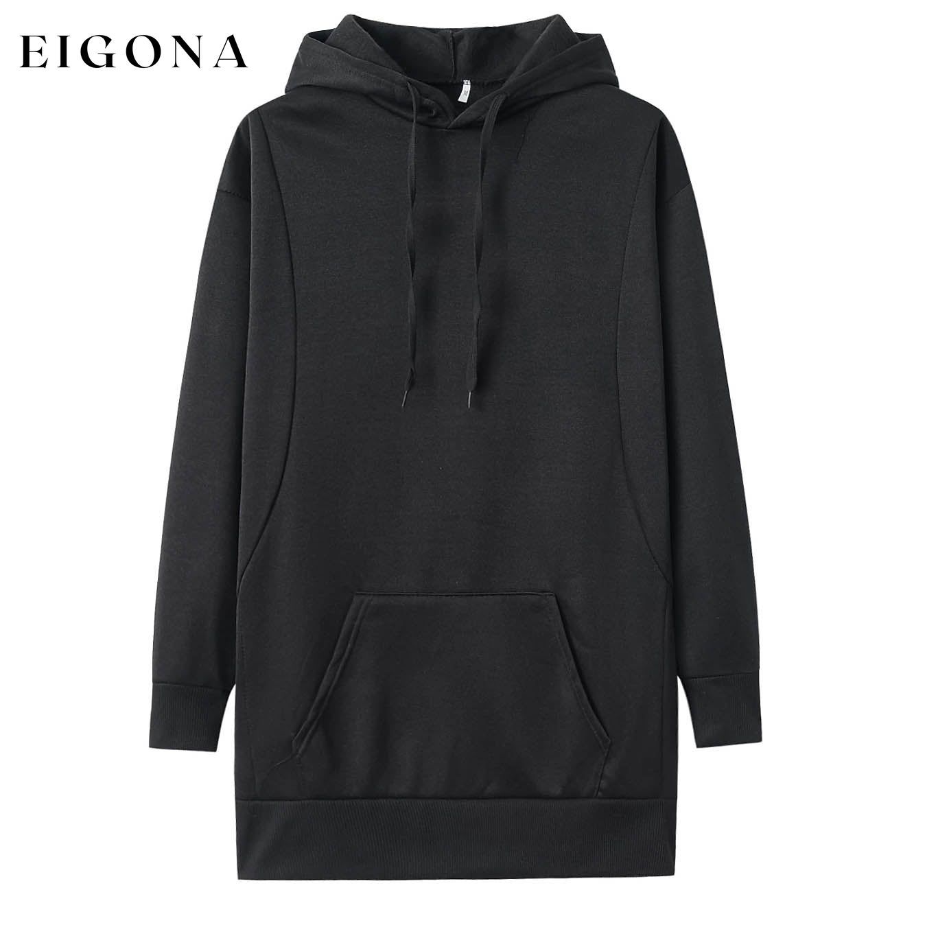 Women's Hoodie Pullover Plain Front Pocket Oversized Hoodies Sweatshirts Black __stock:200 Jackets & Coats refund_fee:1200