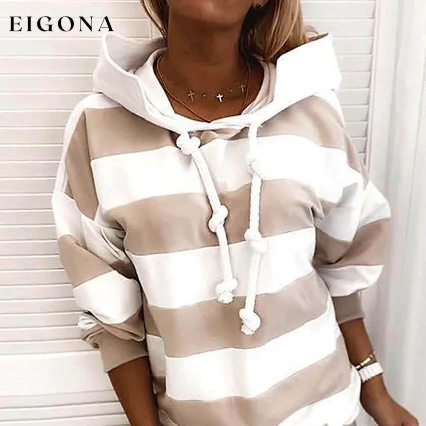 Women's Hoodie Pullover Striped Daily Basic Casual Hoodies Beige __stock:200 clothes refund_fee:800 tops