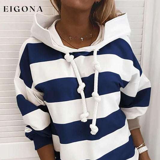 Women's Hoodie Pullover Striped Daily Basic Casual Hoodies Blue __stock:200 clothes refund_fee:800 tops