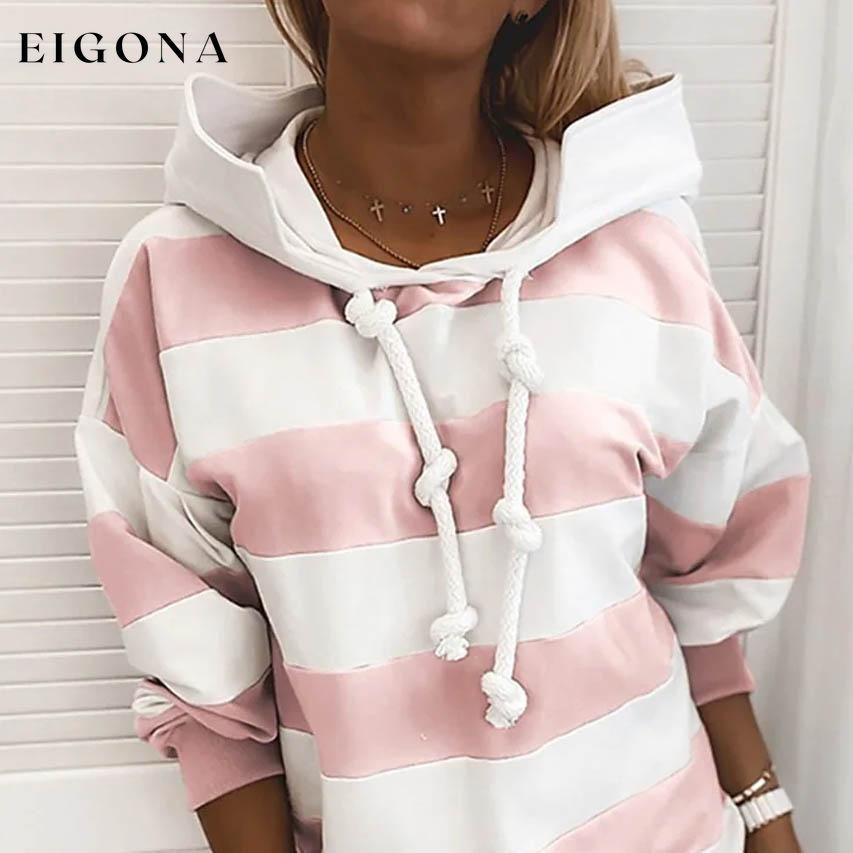 Women's Hoodie Pullover Striped Daily Basic Casual Hoodies Pink __stock:200 clothes refund_fee:800 tops