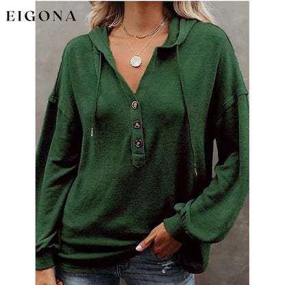 Women's Hoodie Sweatshirt Solid Color Army Green __stock:50 clothes refund_fee:800 tops