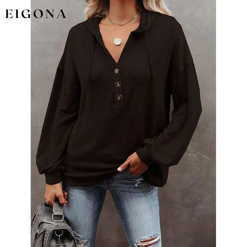Women's Hoodie Sweatshirt Solid Color Black __stock:50 clothes refund_fee:800 tops