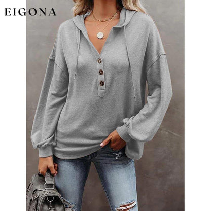 Women's Hoodie Sweatshirt Solid Color Gray __stock:50 clothes refund_fee:800 tops