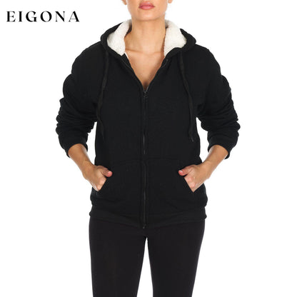 Women's Inner and Outer Sherpa Hoodie Sweatshirt Jacket Black __stock:300 Jackets & Coats refund_fee:1200