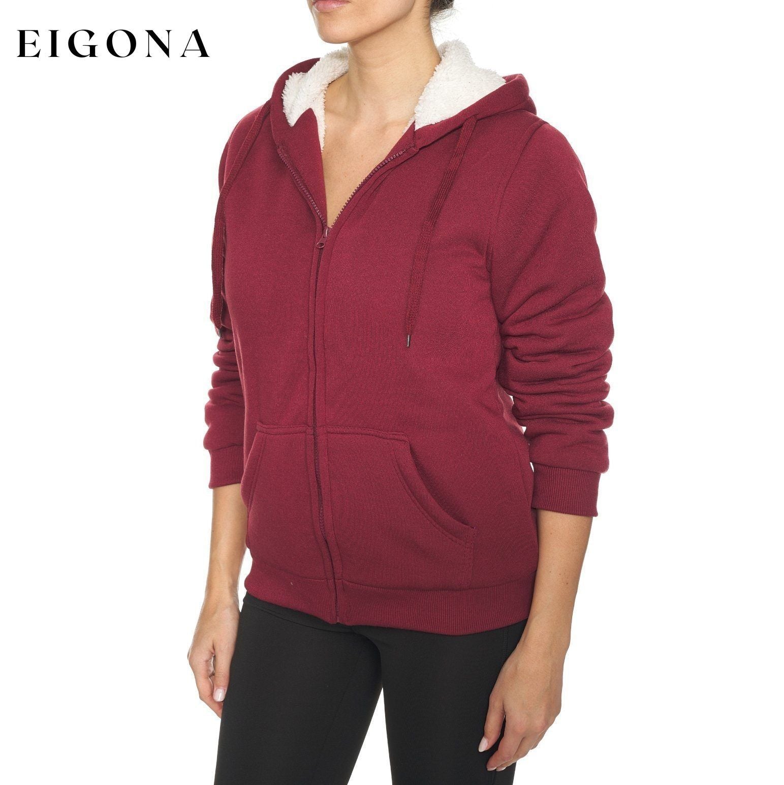 Women's Inner and Outer Sherpa Hoodie Sweatshirt Jacket __stock:300 Jackets & Coats refund_fee:1200