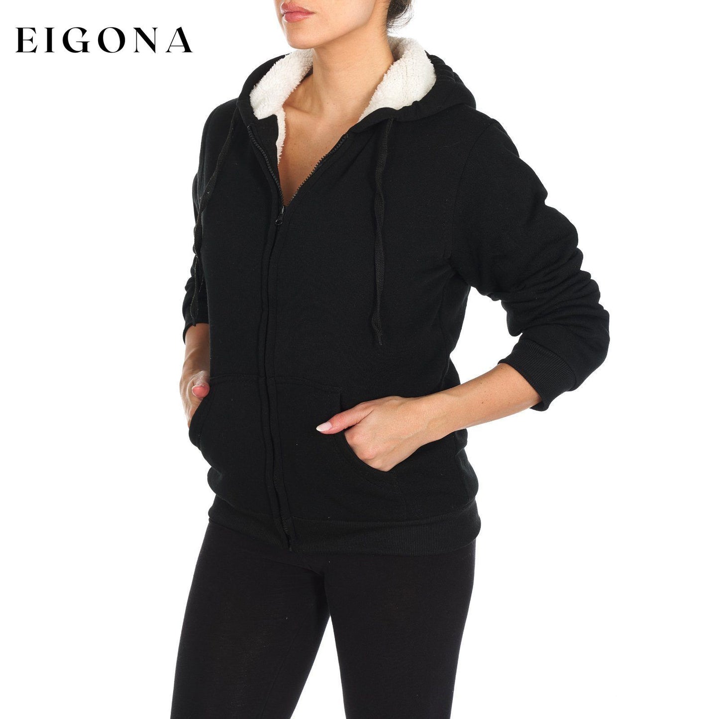 Women's Inner and Outer Sherpa Hoodie Sweatshirt Jacket __stock:300 Jackets & Coats refund_fee:1200