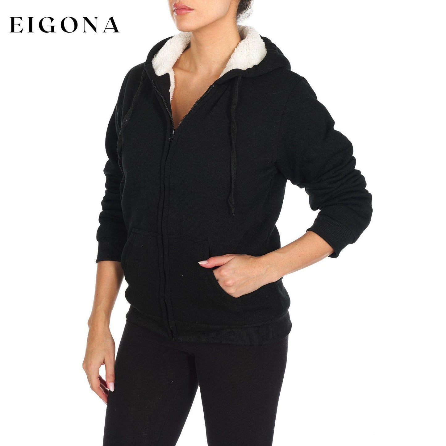 Women's Inner and Outer Sherpa Hoodie Sweatshirt Jacket __stock:300 Jackets & Coats refund_fee:1200