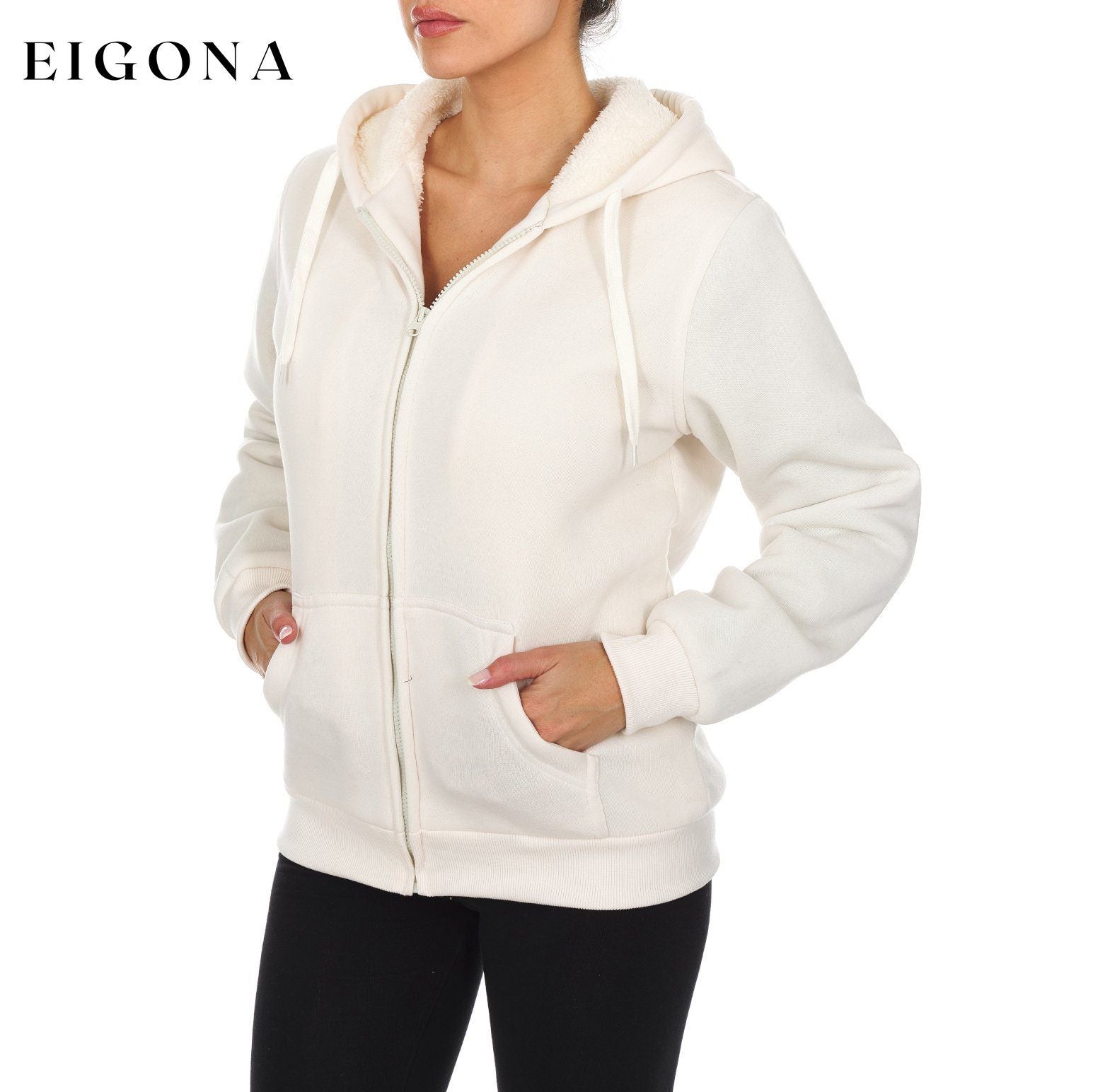 Women's Inner and Outer Sherpa Hoodie Sweatshirt Jacket __stock:300 Jackets & Coats refund_fee:1200