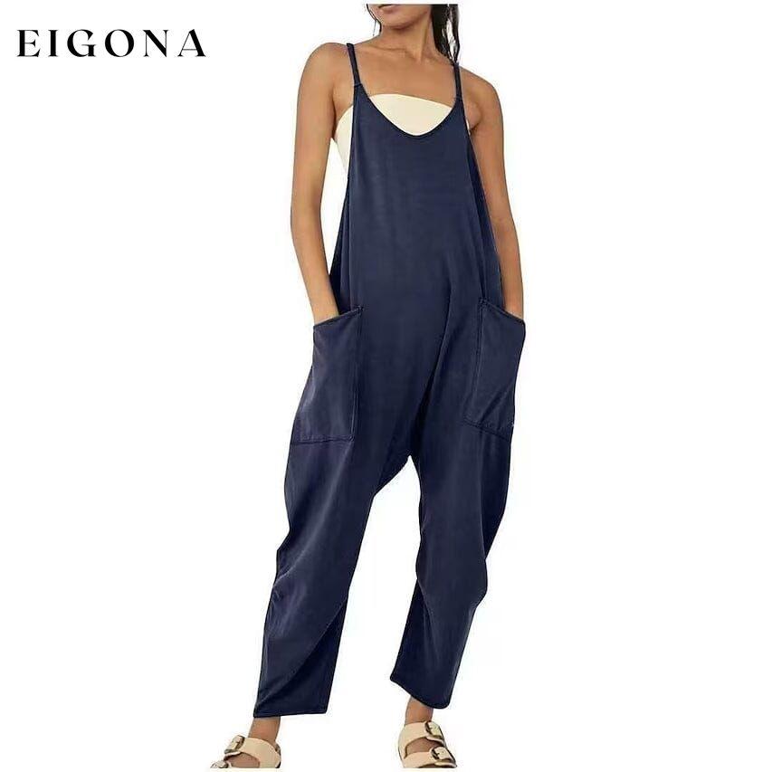 Women's Jumpsuit Maternity Solid Color V Neck Regular Fit Sleeveless Dark Blue __stock:200 clothes refund_fee:1200 tops