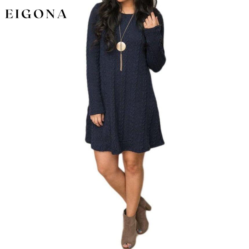 Womens Knitted Crewneck Sweater Dress __stock:50 casual dresses clothes dresses refund_fee:1200