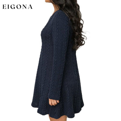 Womens Knitted Crewneck Sweater Dress __stock:50 casual dresses clothes dresses refund_fee:1200