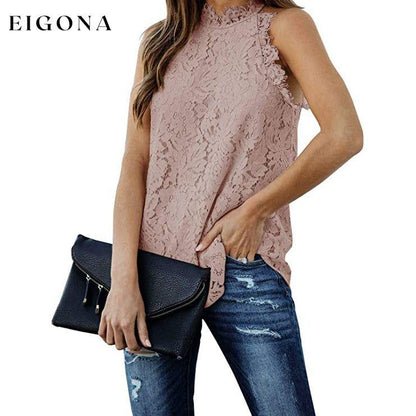 Women's Lace Crochet Hollow Out Tank Top Deep Pink __stock:200 clothes refund_fee:800 tops