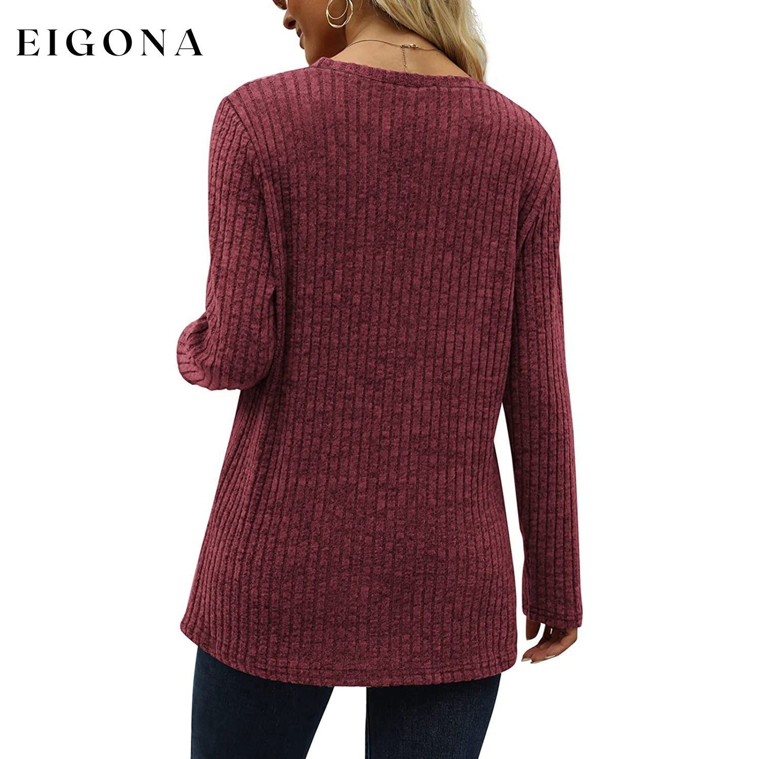 Women's Long Sleeve Crew Neck Tunic Tops Buttons Side __stock:200 clothes refund_fee:1200 tops