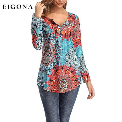 Women's Long Sleeve Flare Tunic Tops Blue __stock:500 clothes refund_fee:800 tops
