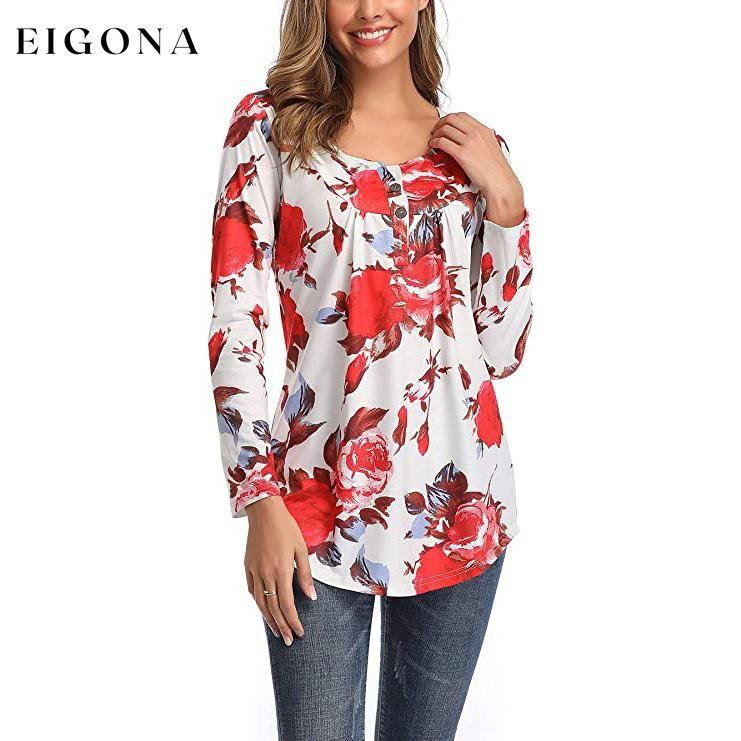Women's Long Sleeve Flare Tunic Tops Red __stock:500 clothes refund_fee:800 tops