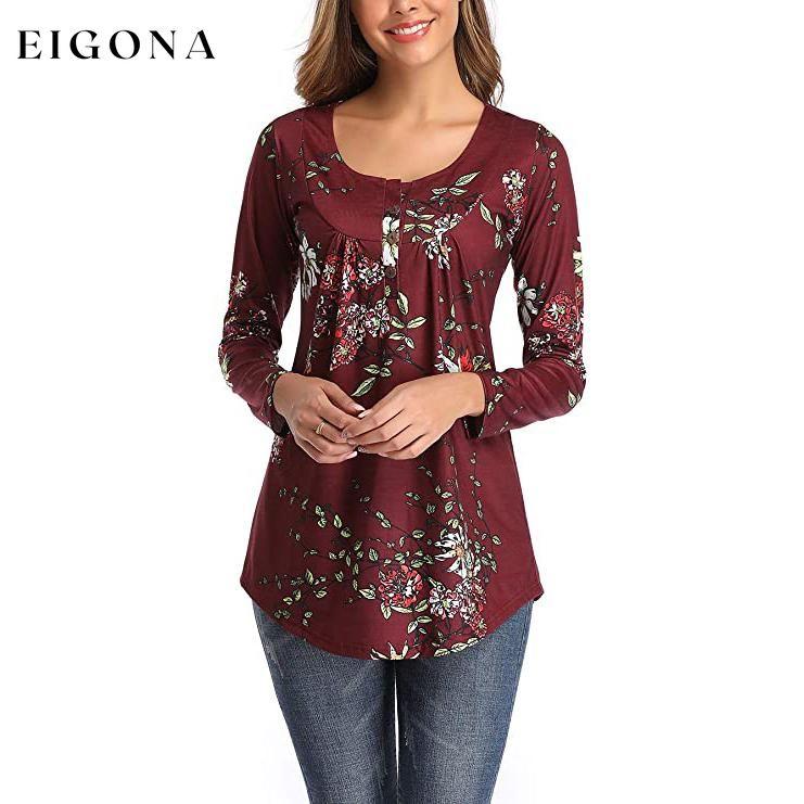 Women's Long Sleeve Flare Tunic Tops Wine __stock:500 clothes refund_fee:800 tops