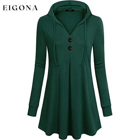 Women's Long Sleeve Hooded Tunic Tops Green __stock:200 clothes refund_fee:1200 tops