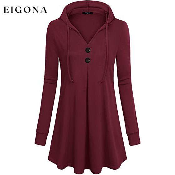 Women's Long Sleeve Hooded Tunic Tops Red __stock:200 clothes refund_fee:1200 tops