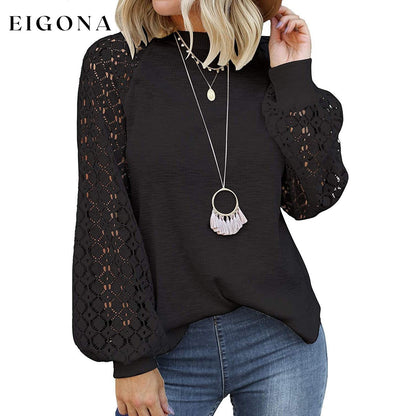 Women's Long Sleeve Lace Top Black __stock:200 clothes refund_fee:1200 tops