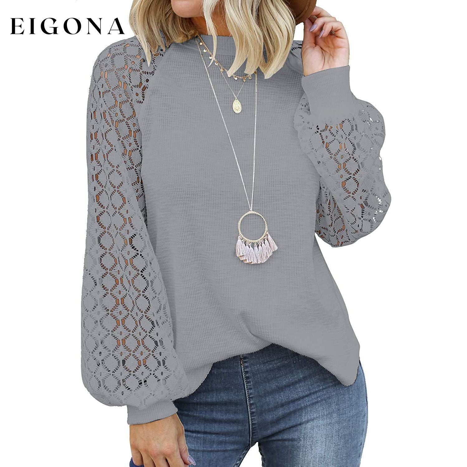 Women's Long Sleeve Lace Top Gray __stock:200 clothes refund_fee:1200 tops
