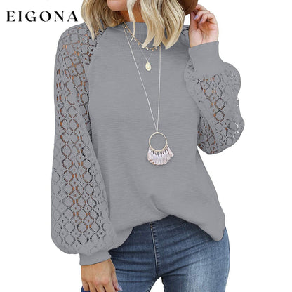 Women's Long Sleeve Lace Top Gray __stock:200 clothes refund_fee:1200 tops