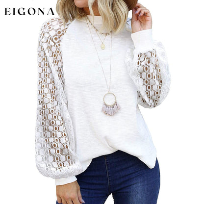 Women's Long Sleeve Lace Top White __stock:200 clothes refund_fee:1200 tops