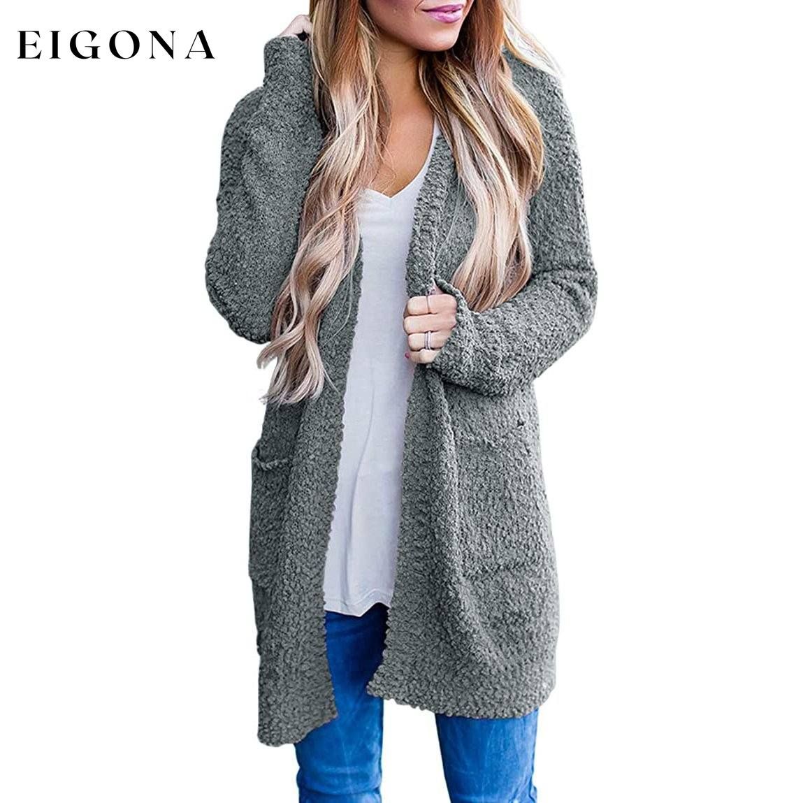 Women's Long Sleeve Soft Chunky Knit Sweater Coat Gray __stock:500 Jackets & Coats refund_fee:1200