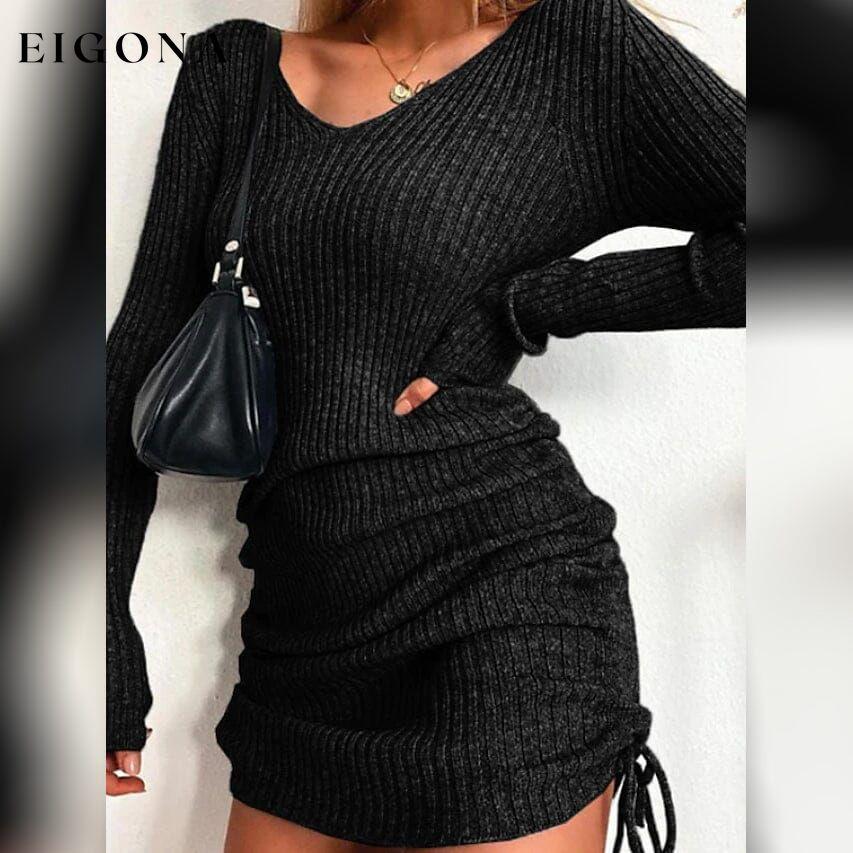 Women's Long Sleeve Sweater Dress Black __stock:200 casual dresses clothes dresses refund_fee:1200