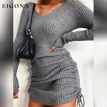 Women's Long Sleeve Sweater Dress Gray __stock:200 casual dresses clothes dresses refund_fee:1200