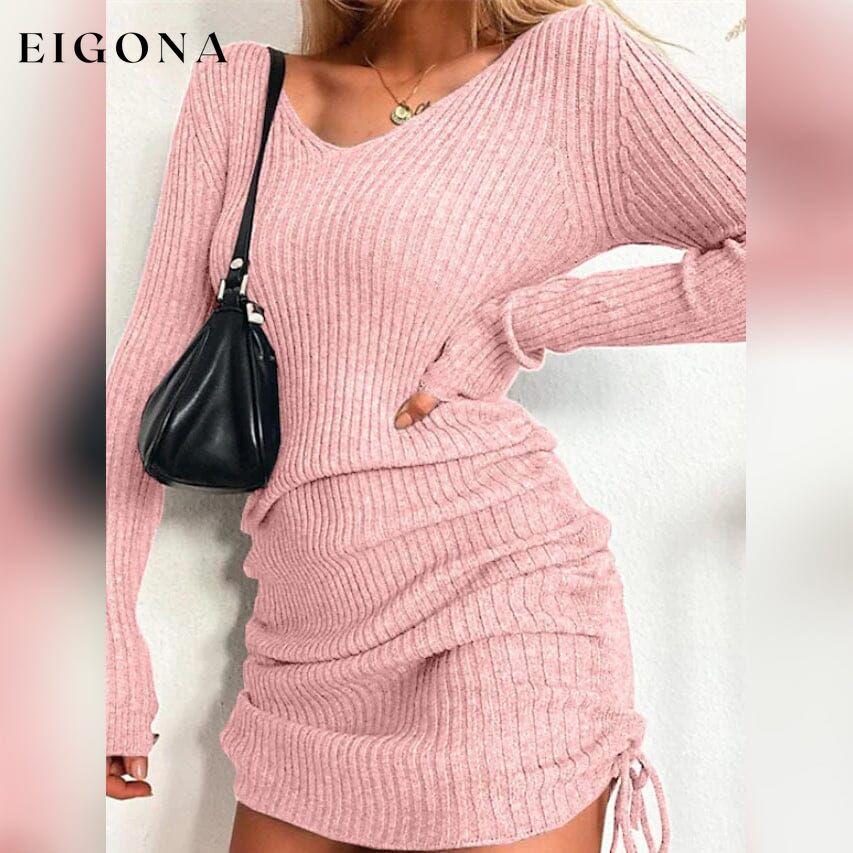 Women's Long Sleeve Sweater Dress Pink __stock:200 casual dresses clothes dresses refund_fee:1200