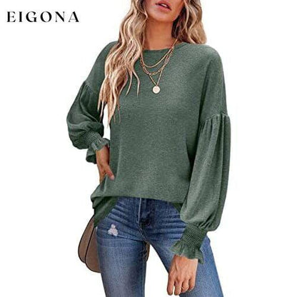 Women's Long Sleeve Top Green __stock:200 clothes refund_fee:1200 tops