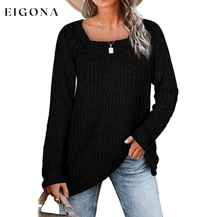 Women's Long Sleeve V Neck Sweater Tops Black __stock:200 clothes refund_fee:1200 tops
