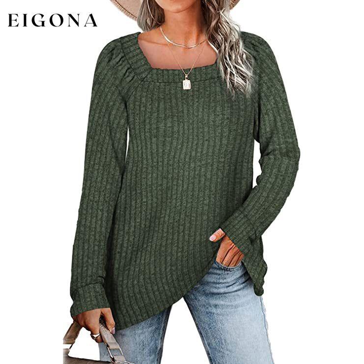 Women's Long Sleeve V Neck Sweater Tops Green __stock:200 clothes refund_fee:1200 tops